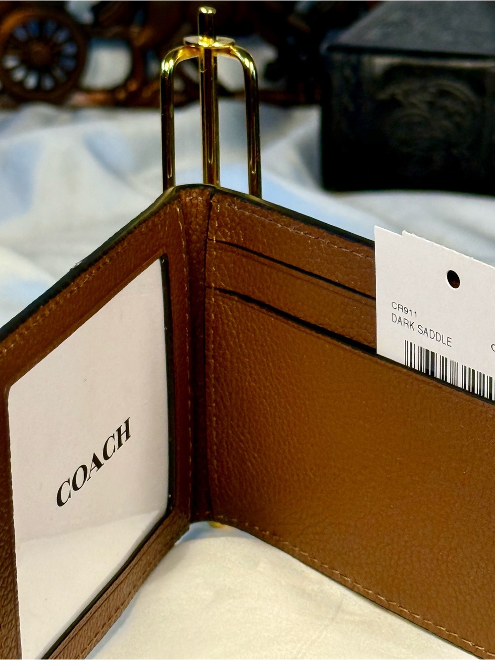 Coach Dark Saddle Leather ID Card Case CR911 Insert Only